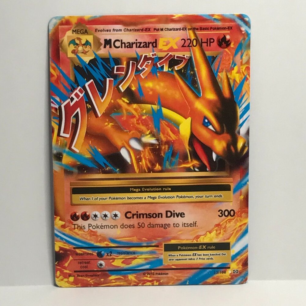 Mega-Charizard-EX - 13/108 - Holo Rare EX HP, English Pokemon Evolutions RP